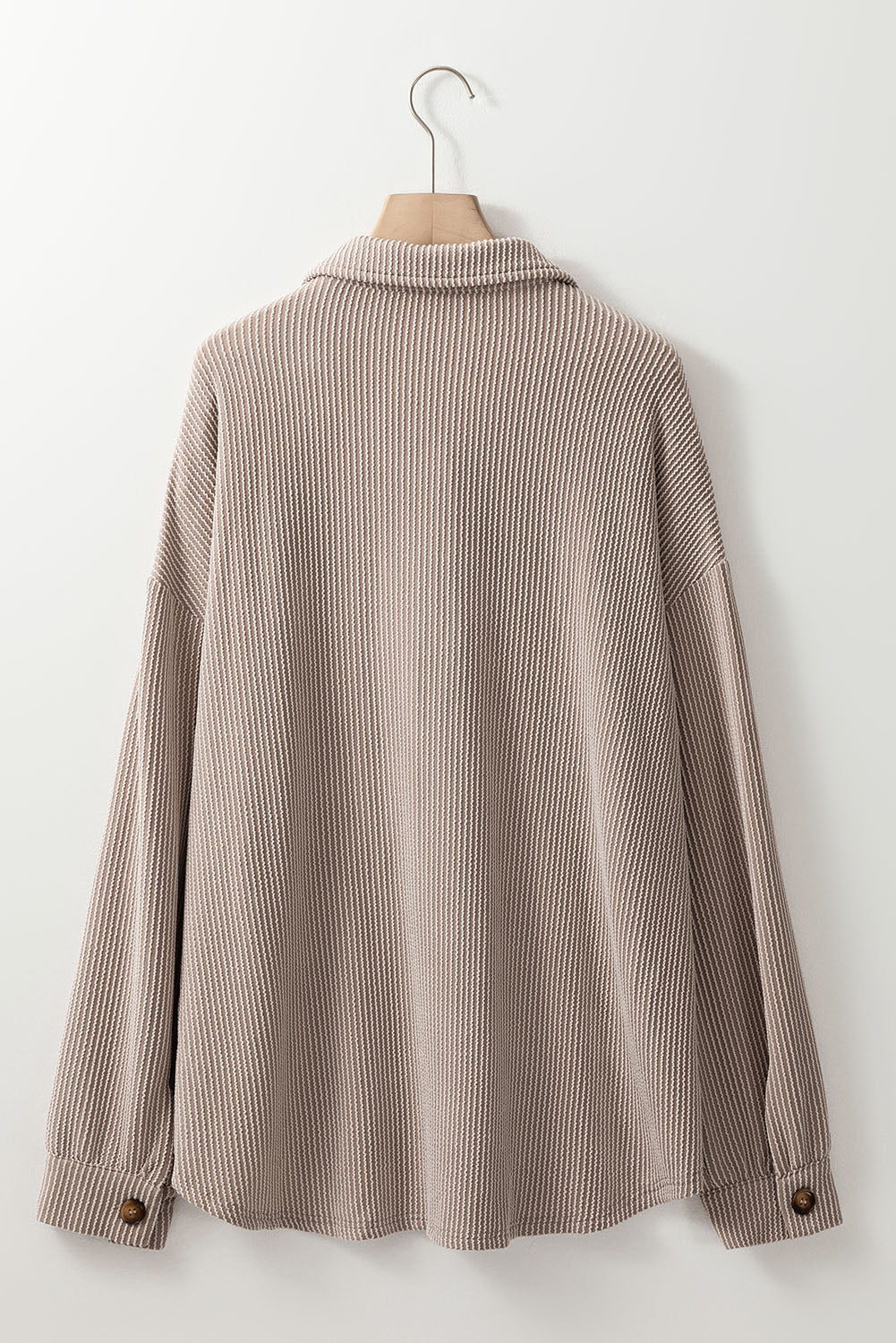 Smoke Gray Solid Corded Drop Shoulder Plus Size Shacket Dear-Lover Dropshipping